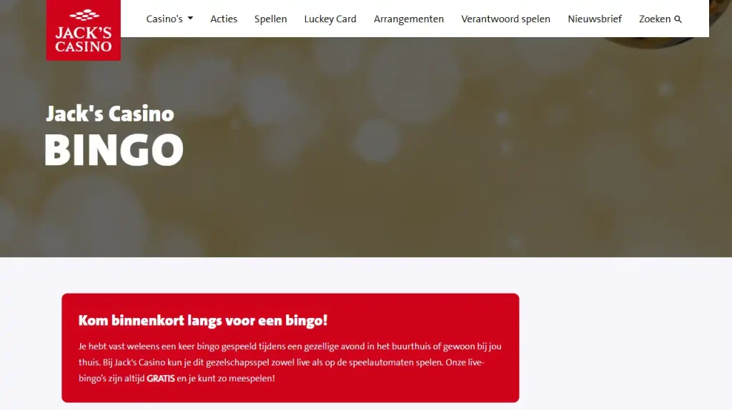 Actuele officiële bingoagenda van Jack